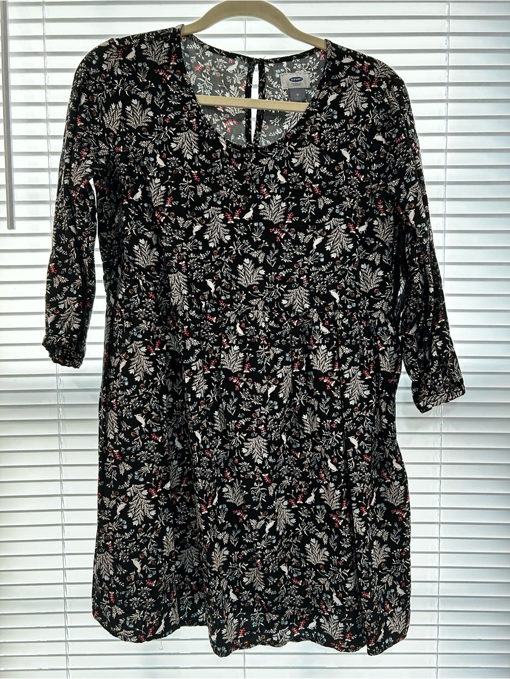 Old Navy Black Floral Tiered Midi Dress